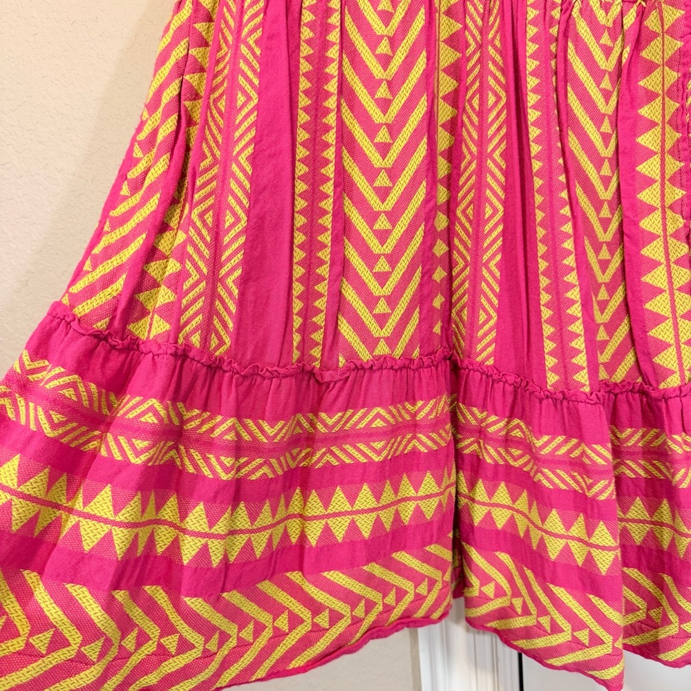 Anthropologie Maeve Dominique Tunic Dress pink yellow Geometric Boho Silhouette - Picture 9 of 15